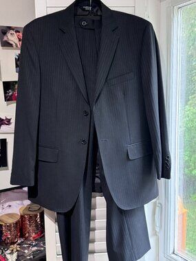 🖤✨ Pronto Uomo Super 120's Wool Suit 42S 36W Black Pinstripe Luxury 🖤✨